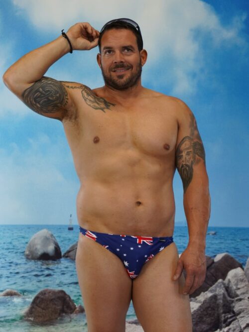 Aussie Flag Male Brazilian 3/4 Bum Briefs-Oz
