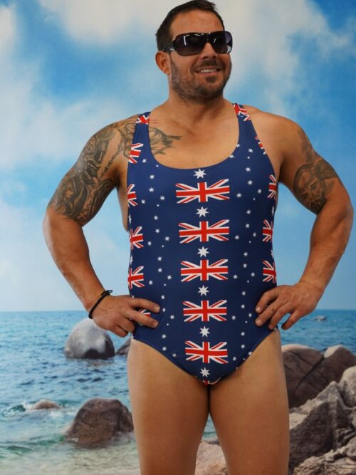 Aussie Flag Race Back Thong One Piece-Oz