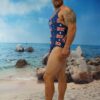 Aussie Flag Race Back Brazilian 3/4 Bum One Piece-Oz
