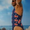 Aussie Flag Race Back Brazilian 3/4 Bum One Piece-Oz