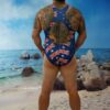 Aussie Flag Race Back Brazilian 3/4 Bum One Piece-Oz