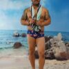 Aussie Flag Shaped Front Slim Mini Trunks