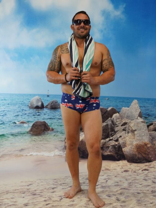Aussie Flag Shaped Front Slim Mini Trunks