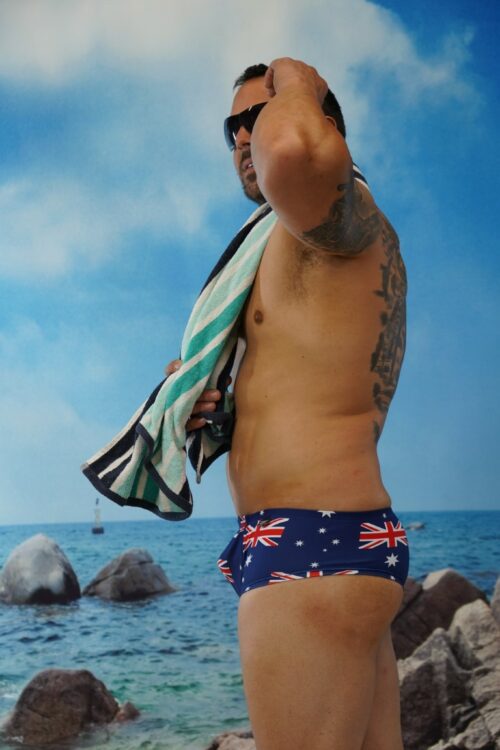 Aussie Flag Shaped Front Slim Mini Trunks