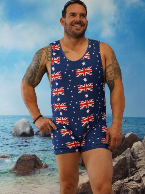 Aussie Flag T back Short Leg Male Swimsuit