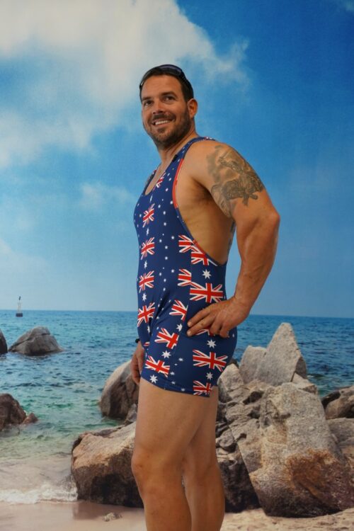 Aussie Flag T back Short Leg Male Swimsuit